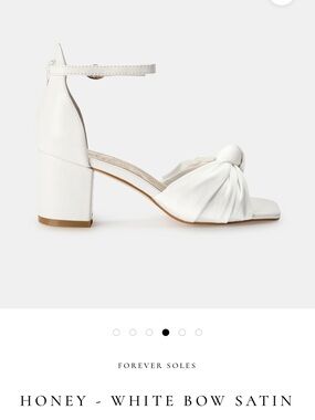 Bridal White Bow Block Heel Shoes